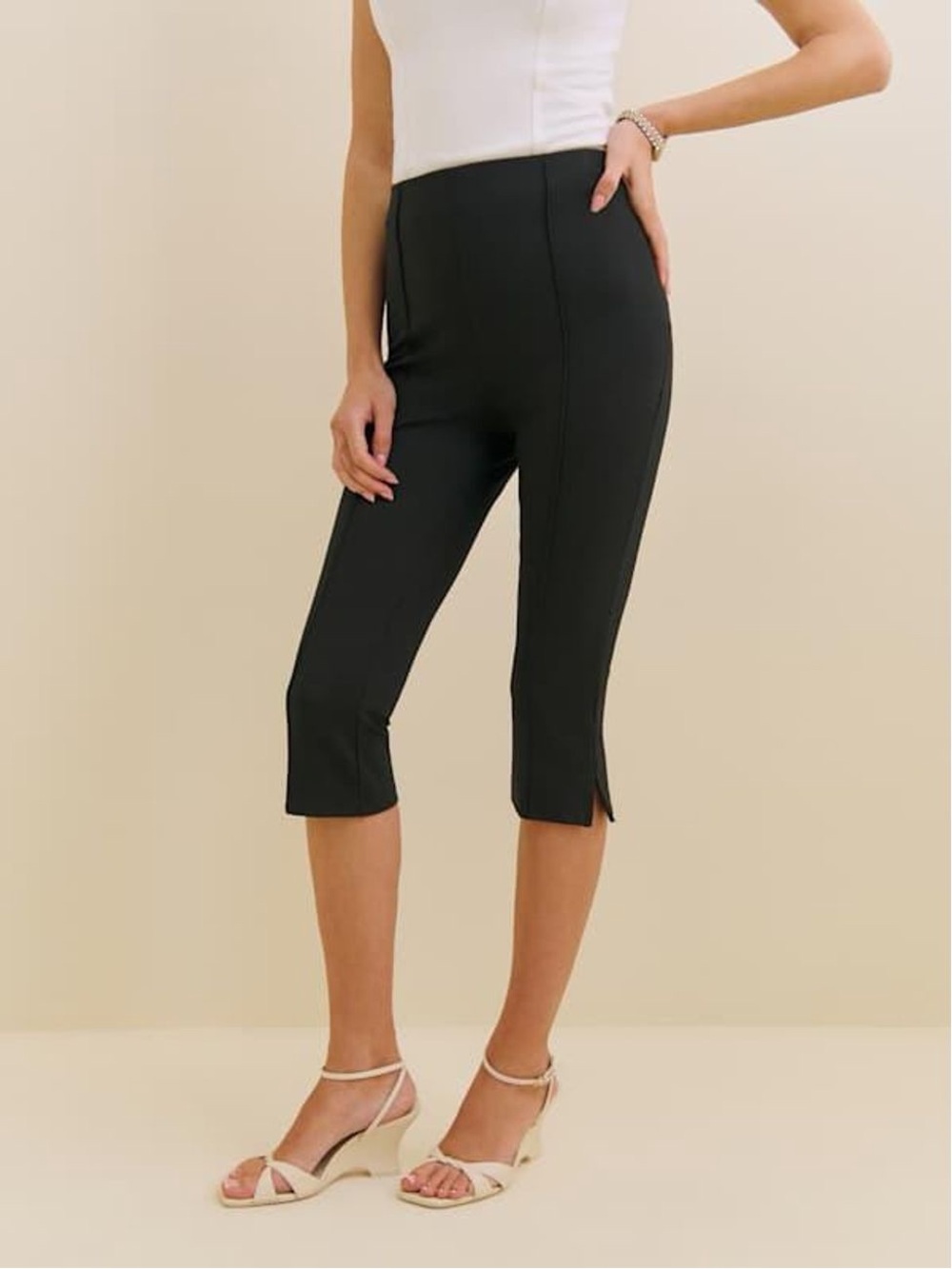 Reformation Black Knit Cropped Pants